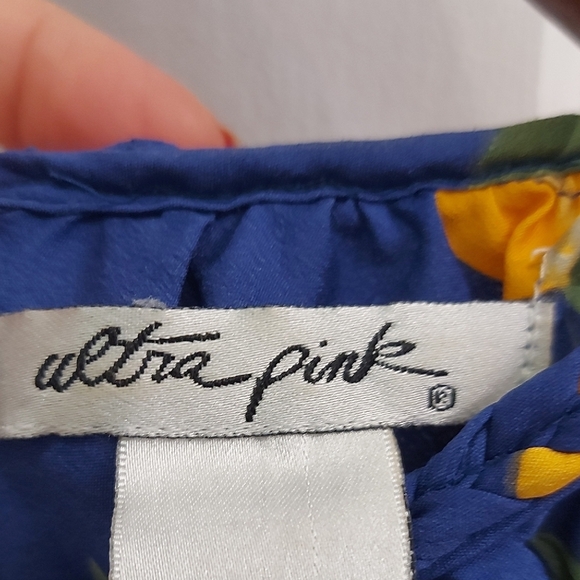 Ultra Pink Blue and Yellow High Low Dress - Picture 12 of 13